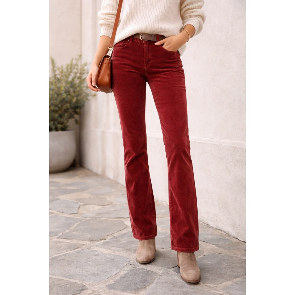 AG Adriano Goldschmied The Stevie Slim Straight Corduroy Pants Rust Orange 30R